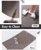 MontVoo-Absorbent Pet Feeding Mat-No Stains Pet Mat for Food and Water Bowl-Quick Dry Cat & Dog Food Mat Water Dispenser Mat-Pet Supplies Mat-Dog Water Bowl Mat for Messy Drinker,（Brown,12"x19"）