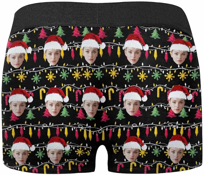 M YESCUSTOM Custom Faces Funny Short Briefs Gift for Husband Underwear