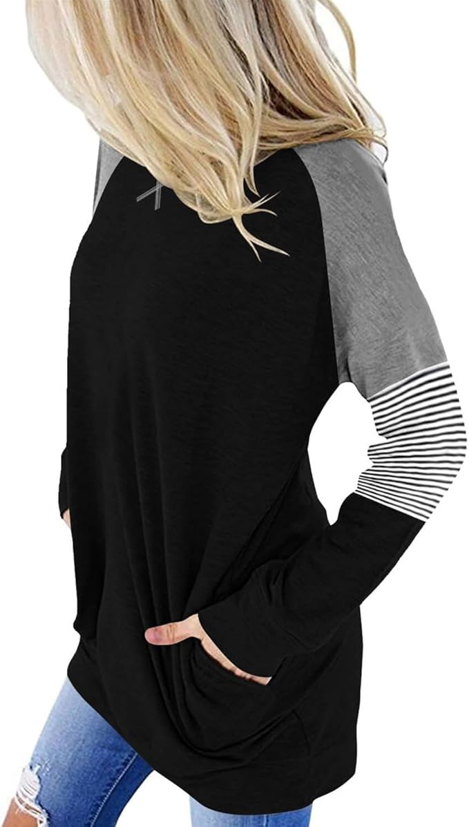 Akihoo Womens Casual Long Sleeve Tunic Tops Crew Neck Shirt Blouses