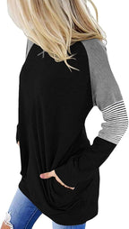 Akihoo Womens Casual Long Sleeve Tunic Tops Crew Neck Shirt Blouses