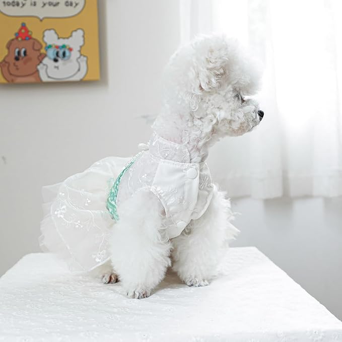 Fashion Sweet Puppy Dog Blingbling Princess Skirt Pet Dog Lace Cake Camisole Tutu Dress C-Green M