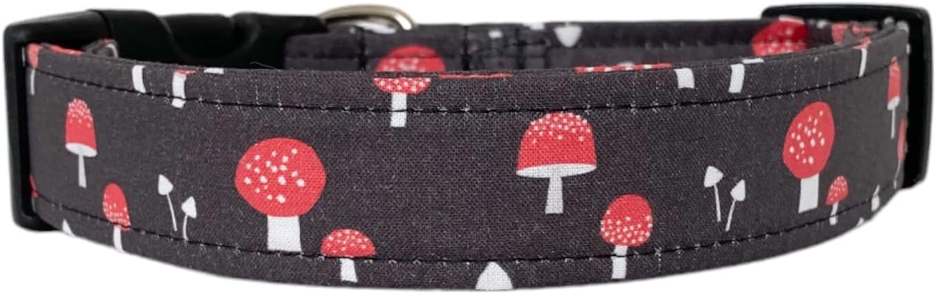 Mushrooms in Red Dog Collar (Large)