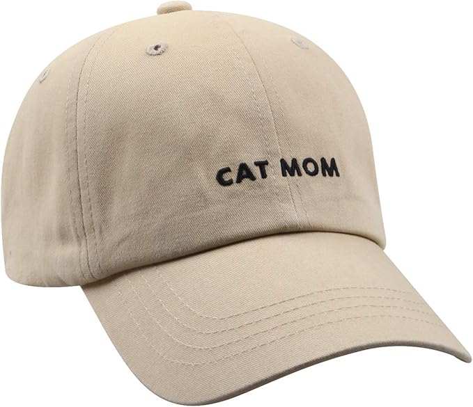Cat Mom & Dad Hats for Proud Cat Parents | for Men & Women | Embroidered Text - Adjustable Fit - 100% Cotton