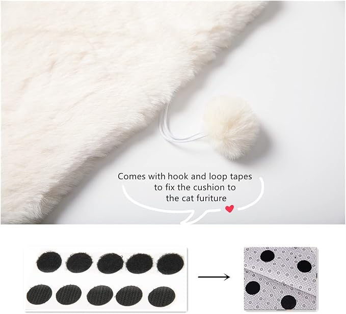SHENGOCASE 2-Pack 10.6"x10.6" Square Faux Rabbit Fur Cat Dog Bed Cushion Pad Mat, Cat Tree Tower Replacement Cushion Pad for Window Perch Carrier House Cage Crate Kennel Furniture