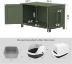 Homhedy Cat Litter Box Enclosure,Litter Box Furniture Hidden with Barn Door,Wooden Cat Washroom Furniture,Fit Most of Litter Box, Green, CL50L
