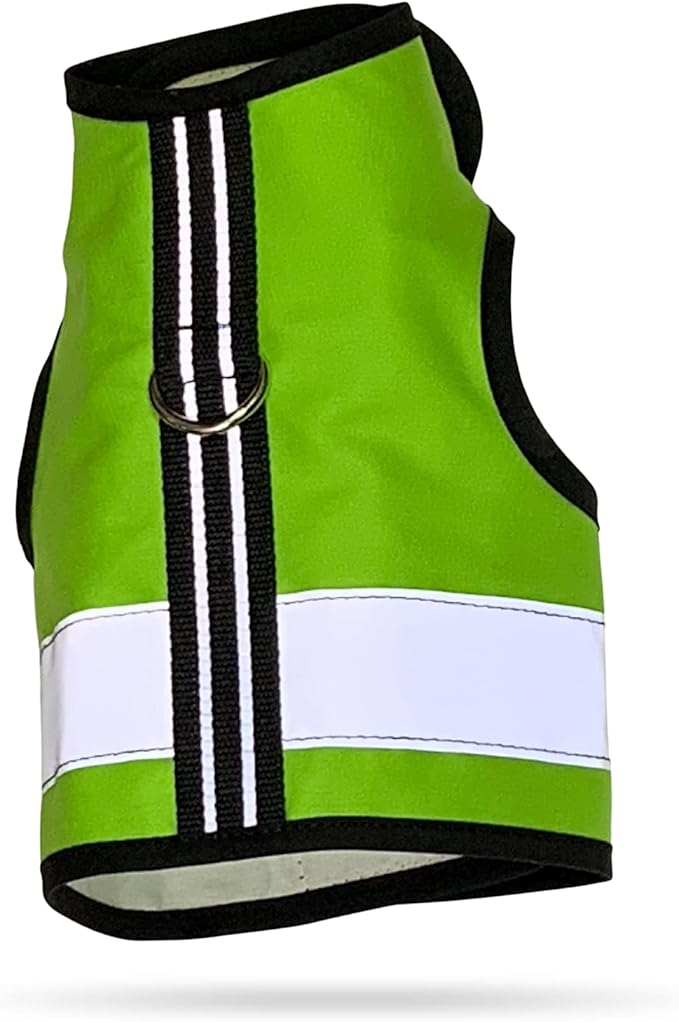 Kitty Holster Reflective Cat Harness – High-Visibility Cat Harness for Travel, Day and Night Walking - Soft Cotton Cat Accessories, Breathable, Secure & Washable, Made in USA - Loud Lime, XS
