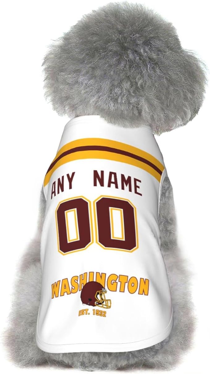 Wash1ngt0n Dog Clothes Jersey Pet Jersey Customized Any Name & Number S-5XL for Small Middle and Big Dogs