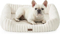 Cute Pet Bed for Small Dogs & Cats - Washable Rectangle Dog Bed with Anti-Slip Bottom, Soft Calming Cat & Puppy Bed for Indoor Pets (30"x23"x7", Cream)