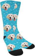 MyPupSocks Custom Personalized Photo Pet Face Socks, Cat and Dog Tracks Paws Bones Crew Socks with Picture for Men Women