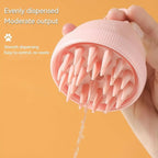 Silicone Cat Bath Brush - Soft Pet Grooming Tool with Integrated Shampoo Dispenser | Gentle Massage Bristles for Cats & Small Dogs(Pink)