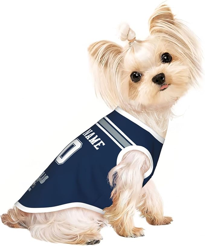 Dallas Dog Clothes Jersey Pet Jersey Customized Any Name & Number S-5XL for Small Middle and Big Dogs