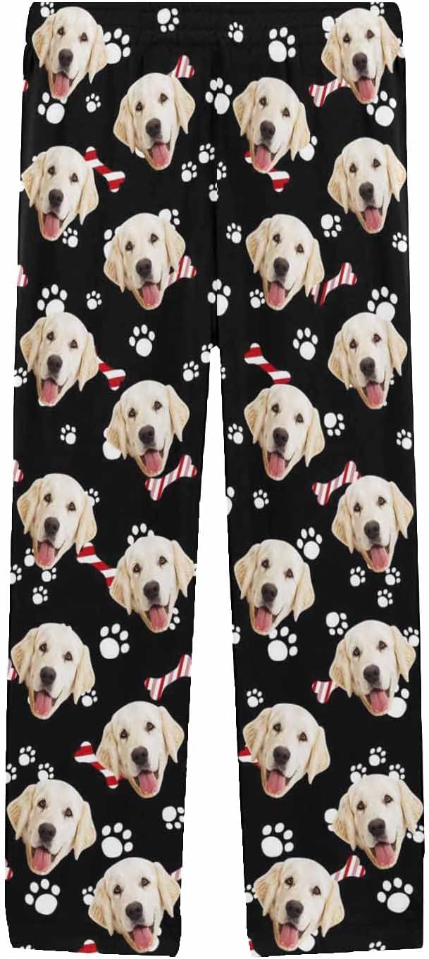 MyPupSocks Custom Pet Face Pajamas Pants Photo Pajama Bottoms for Men S-XXL