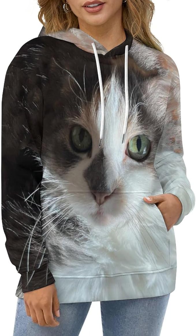 Artsadd Custom Face Unisex athletic Pockets Sweatshirt Loose Hoodie Custom Christmas Long Sleeve Sweatshirt Hooded Pullover