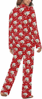 MyPupSocks Custom Face Pajamas for Women Set, Personalized Photo Long Sleepwear XS-XXL