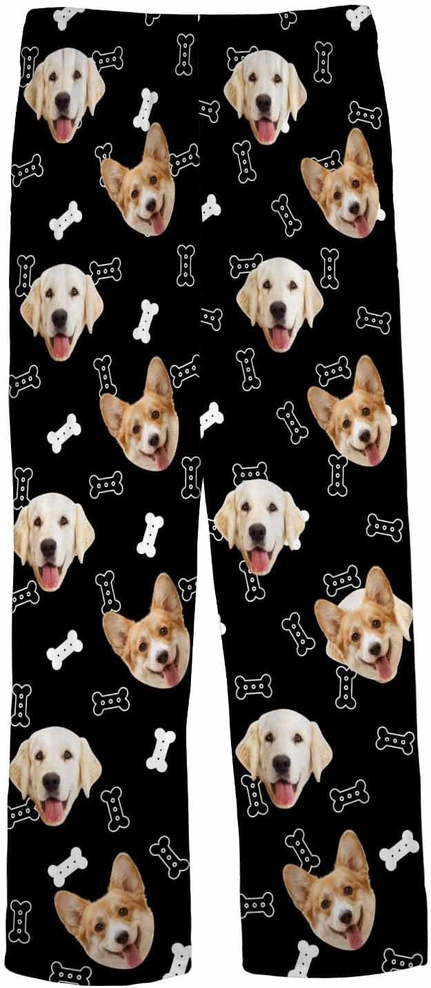 MyPupSocks Custom Pajama Pants for Pet Lover, Personalized Photo Face Printed Pajama Bottoms Sleepwear with Pockets