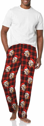 MyPupSocks Custom Pajama Pants for Pet Lover, Personalized Photo Face Printed Pajama Bottoms Sleepwear with Pockets
