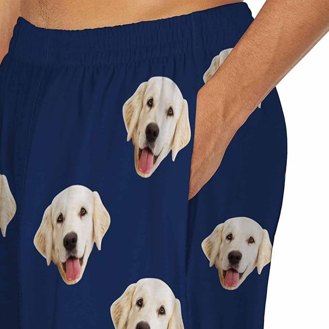 MyPupSocks Custom Pajama Pants for Pet Lover, Personalized Photo Face Printed Pajama Bottoms Sleepwear with Pockets