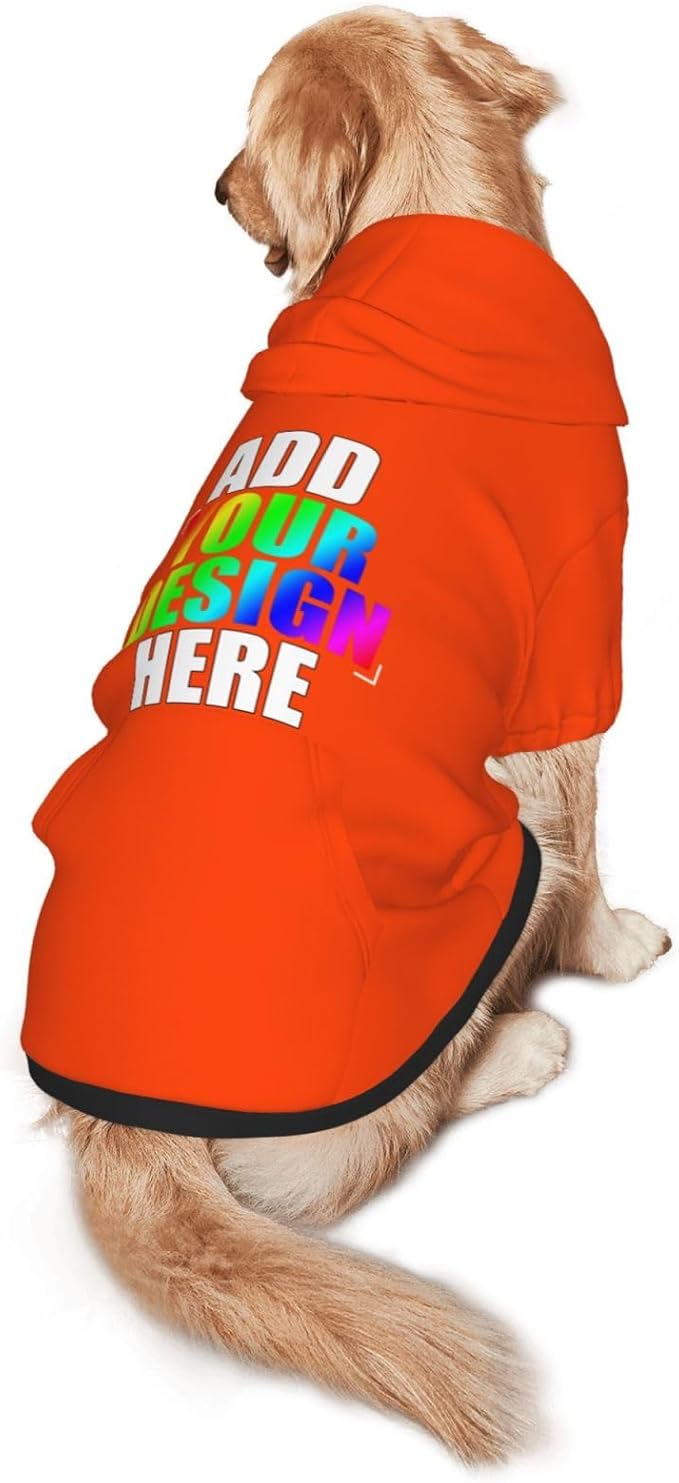 Custom Dog Hoodie with Text Photo, Personalized Pet Clothes Sweatshirt for Small/Medium/Large Dogs, Cats, L, Orange