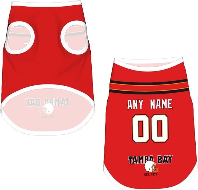 Tampa Dog Clothes Jersey Pet Jersey Customized Any Name & Number S-5XL for Small Middle and Big Dogs