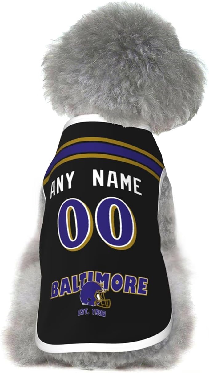 Baltimore Dog Clothes Jersey Pet Jersey Customized Any Name & Number S-5XL for Small Middle and Big Dogs