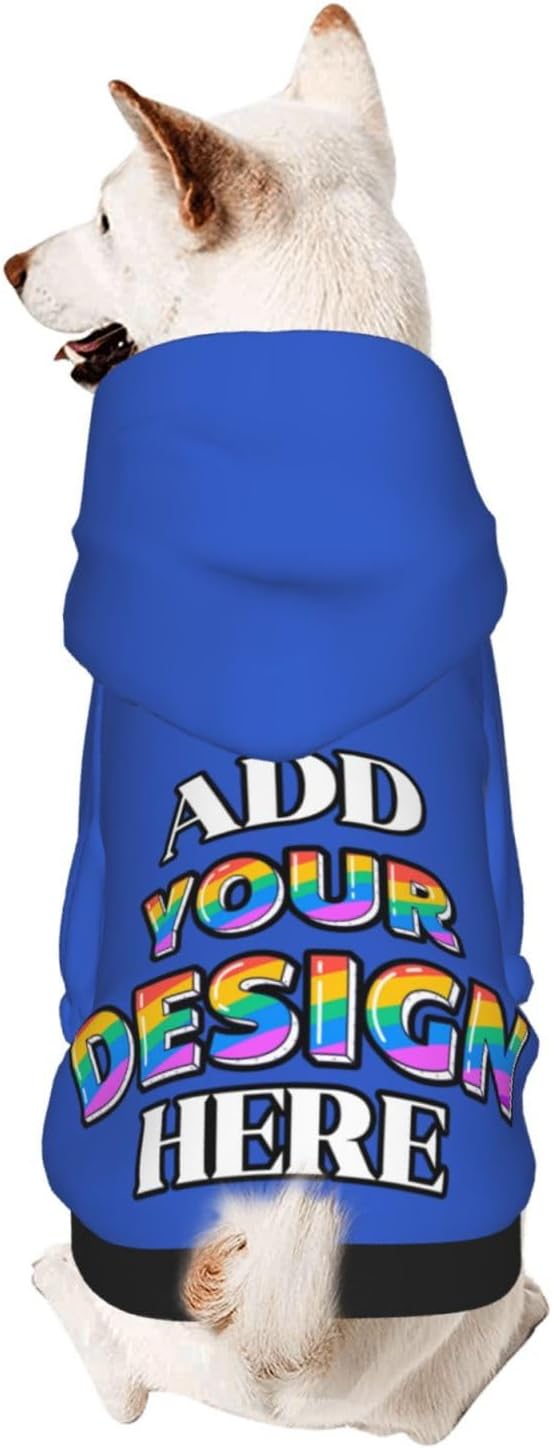 Dog Hoodie Design Your Own Personalized Pet Hoodies Small Pets Wear Shirt Customized Dog Clothes Custom Hooded Sweatshirt Pullover Text Image Dogs Puppy Cat and Kitten, Deep Blue, XL,