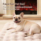 Self-Warming Cat Bed, Plush Faux Fur Pet Bed Mat with Anti-Slip Bottom, Ultra Soft Heated Bed for Cats & Medium Dogs, Cozy Fluffy Pad for Couch & Crate, Machine Washable, 27x20 Inch White