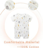 Unisex Summer Trendy 2-Pack Rompers Short Sleeve Zipped Bodysuit Infant Cotton Outfits