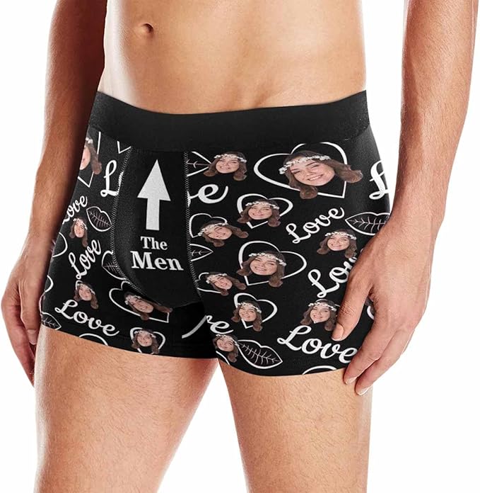 M YESCUSTOM Custom Faces Funny Short Briefs Gift for Husband Underwear
