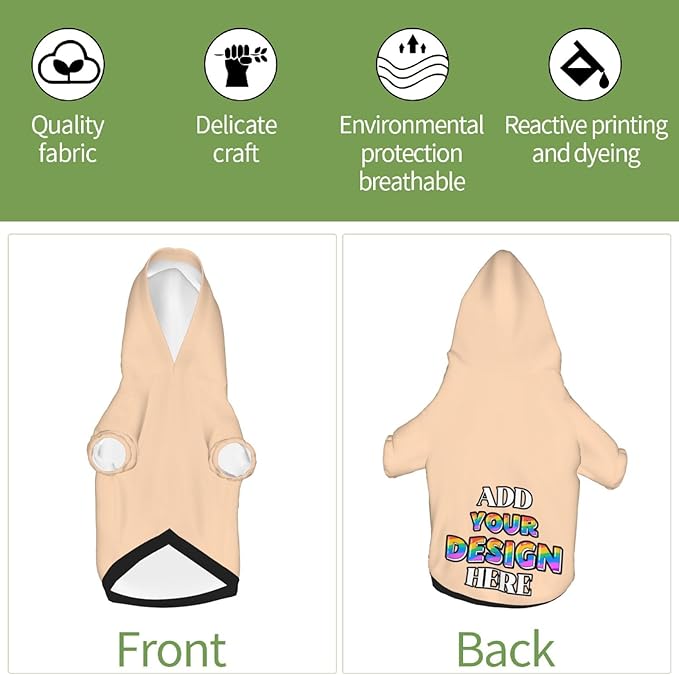 Custom Dog Hoodie Personalized Dog Sweatshirt, Dog Clothes for Small Dogs Customizable, Peach Puff, XXL, Ropa para Perros Pequeños Customized Pets Puppy Clothes, Personalized Gifts