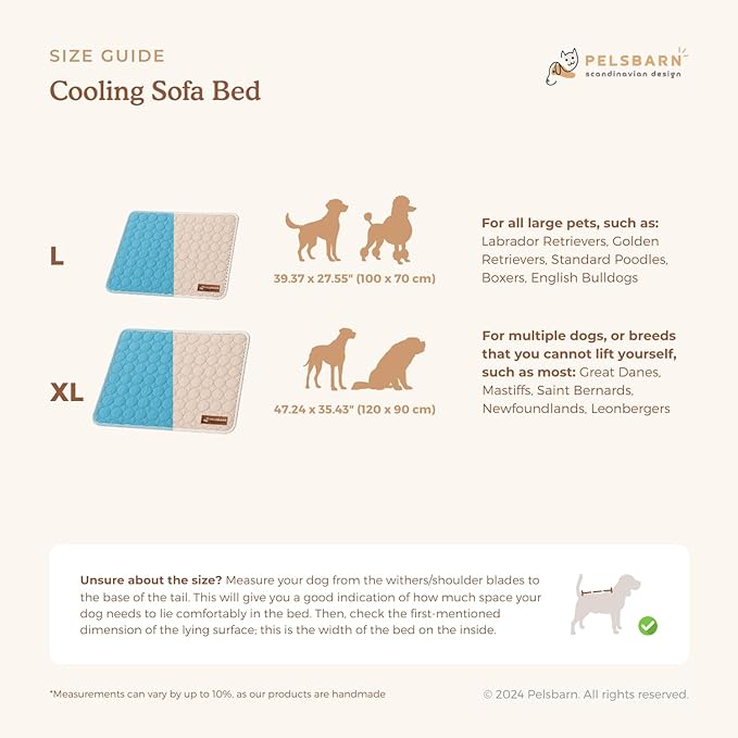 Pelsbarn Dog Cooling Mat- Ice Silk Summer Comfort, Self Cooling, Non-Slip Dog Pad, Durable & Washable, Mat for Large Dogs 25"" x 37"", Support Shelter Dogs with Every Purchase (Blue)