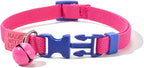 Elastic Cat Collar 2 Pack of Safety Quick Release Cat Collars with Bell Anti-Suffocation Kitten Puppy Collars(Yellow+Hot Pink)