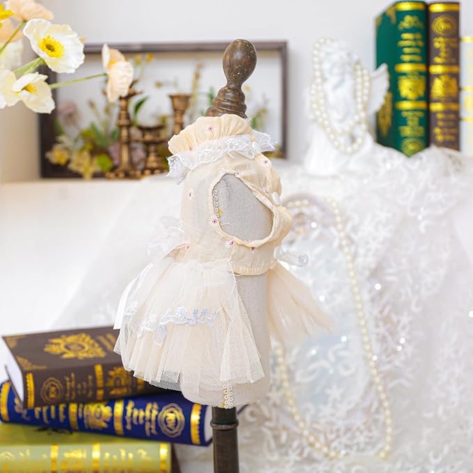 Fashion Sweet Puppy Dog Blingbling Princess Skirt Pet Dog Lace Cake Camisole Tutu Dress F-Champagne L