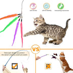 Retractable Cat Wand - Interactive 3-Section Teaser Toy, Fishing Pole Exerciser for Cats and Kittens (Replacement Not Included)