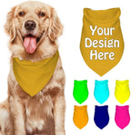 Custom Pet Bandana Add Your Own Picture Image Text Logo Personalized Name Dog Scarf Customized Triangular Head Scarf for Small Medium Large Dogs Cats Pets, Goldenrod