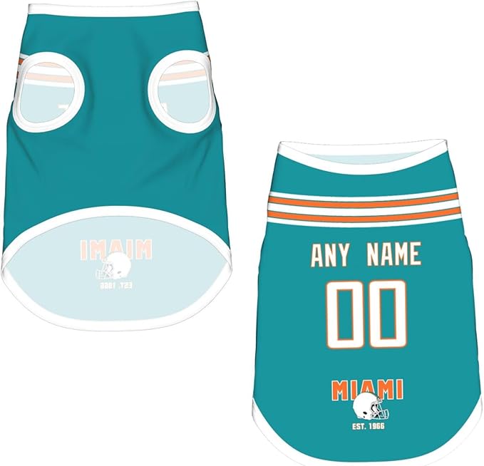 Miami Dog Clothes Jersey Pet Jersey Customized Any Name & Number S-5XL for Small Middle and Big Dogs