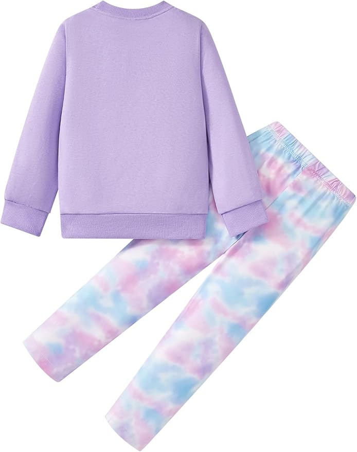 Little Girls Unicorn Outfits 2 Piece Kids Ruffle Sleeve Sweatshirt + Leggings Fall Leopard Clothing Sets 2-10 Years Old