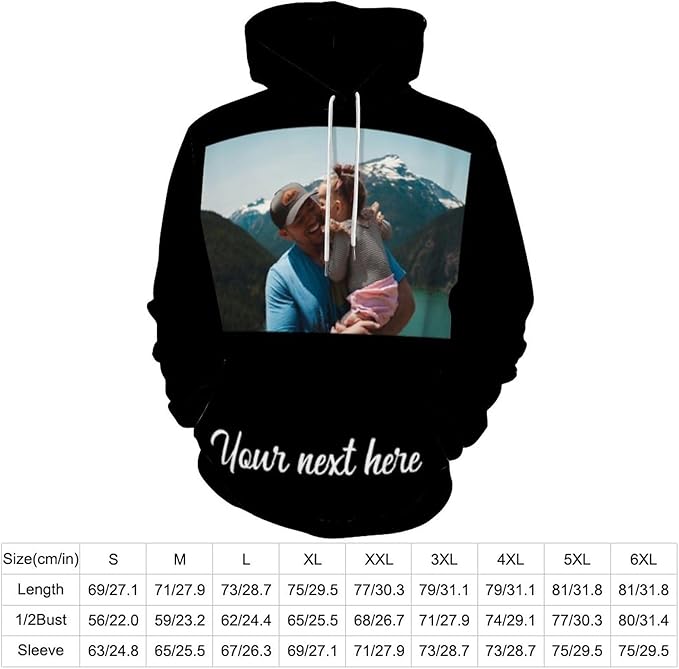 Artsadd Custom Face Unisex athletic Pockets Sweatshirt Loose Hoodie Custom Christmas Long Sleeve Sweatshirt Hooded Pullover