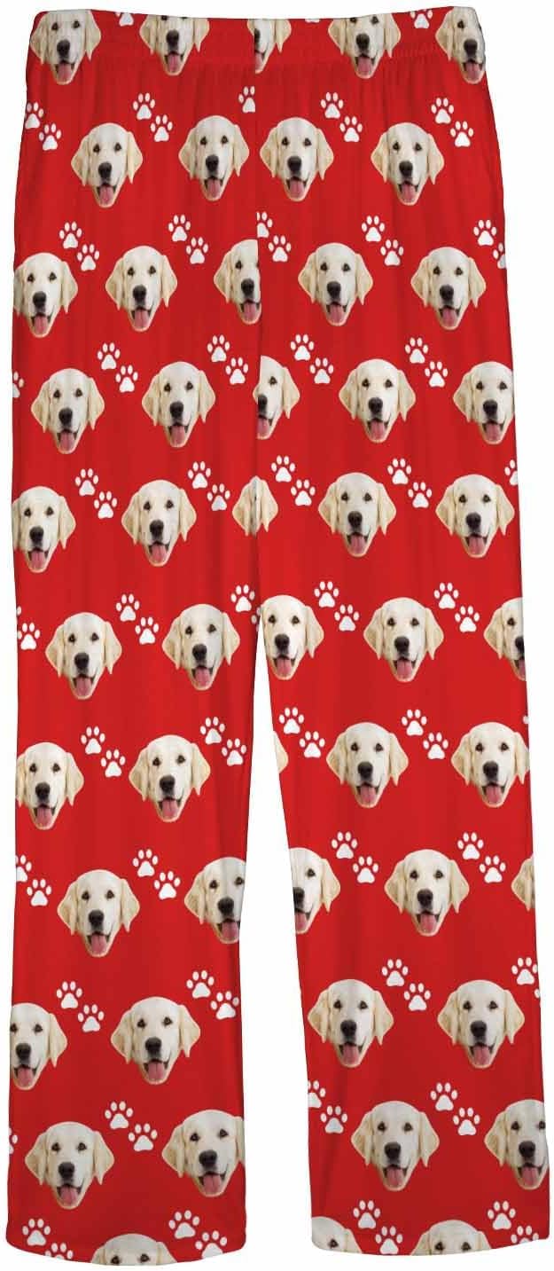MyPupSocks Custom Pajama Pants for Pet Lover, Personalized Photo Face Printed Pajama Bottoms Sleepwear with Pockets
