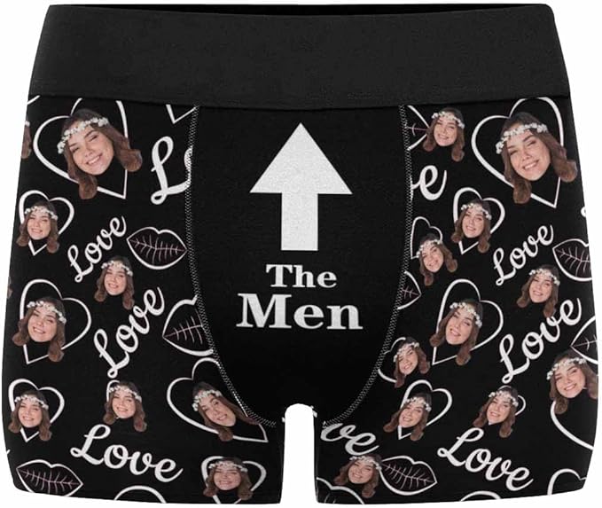 M YESCUSTOM Custom Faces Funny Short Briefs Gift for Husband Underwear