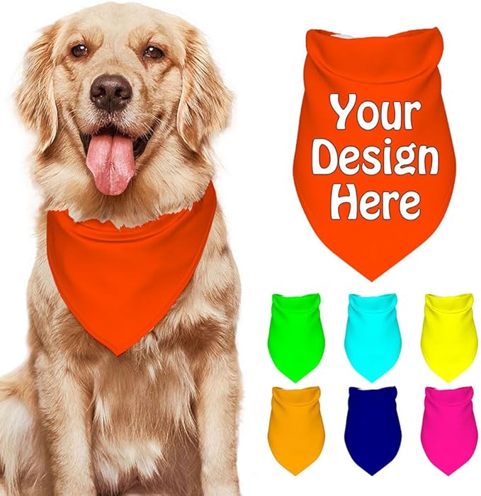 Customize Pet Scarfs Custom Dog Bandana Add Your Photo Name Text Image Personalized Triangular Head Scarf for Small Medium Large Dogs Cats Pets, OrangeRed