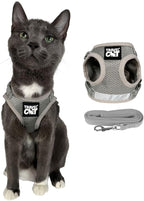 Travel Cat Harness and Leash Set - Adjustable Fit Mesh Cat Harness and Reflective Strap - Comfort Walking Vest for Kitten for Outdoor Walking, Hiking (Extra Small, Grey)