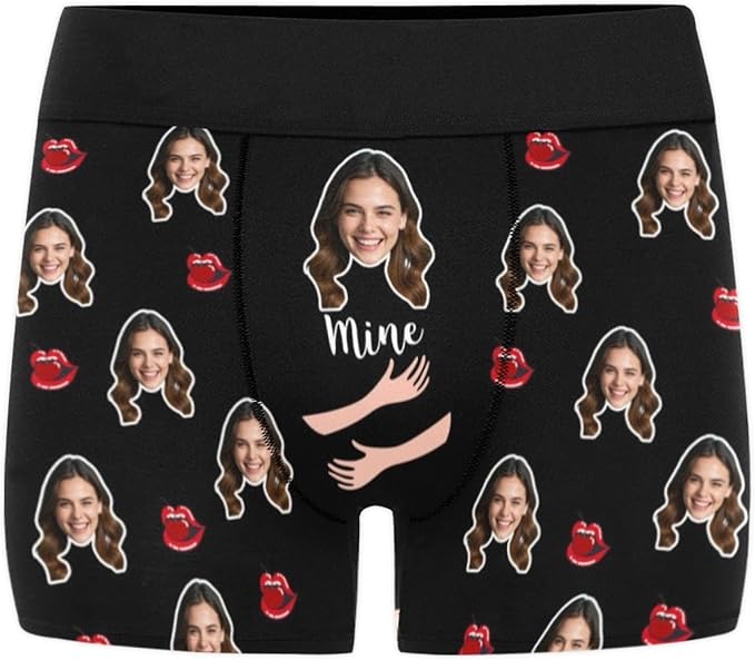 M YESCUSTOM Custom Boxers Briefs for Men Personalized Boxers with Face Mens Funny Underwear with Photo XS-5XL