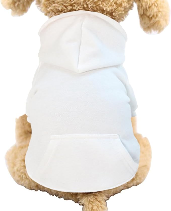 Jecikelon Winter Dog Hoodie Sweatshirts with Pockets Warm Dog Clothes for Small Dogs Chihuahua Coat Clothing Puppy Cat Custume (White, Medium)
