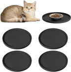 4 PCS Thickened Pet Silicone Food Mat, Nonslip Waterproof Cat Dog Feeding Bowl Mats with Raised Edges for Food and Water Prevent Spills, Round Eating Tray for Floors, Puppy Kitten, 10'' x 10''