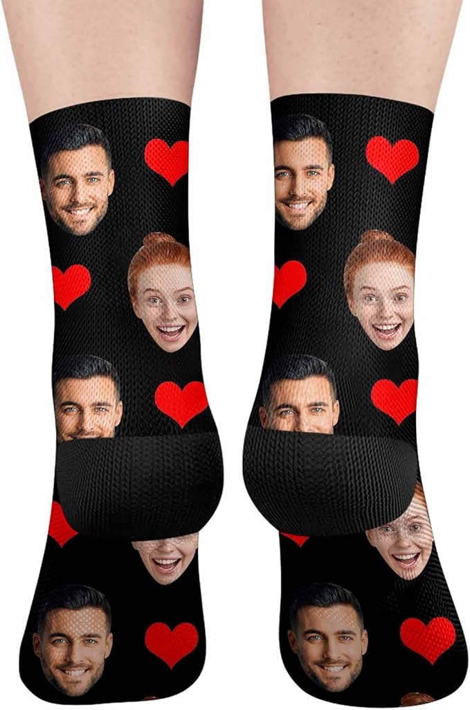 MyPupSocks Custom Personalized Photo Pet Face Socks, Cat and Dog Tracks Paws Bones Crew Socks with Picture for Men Women