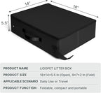 Portable Litter Box for Cats Kitten Foldable Travel Litter Box with Lid, Leak-Proof No Smell Easy to Carry, Clean and Store Easy for Car Travel, Hotle Stays and Road Trip 18x14x5.5 Inches