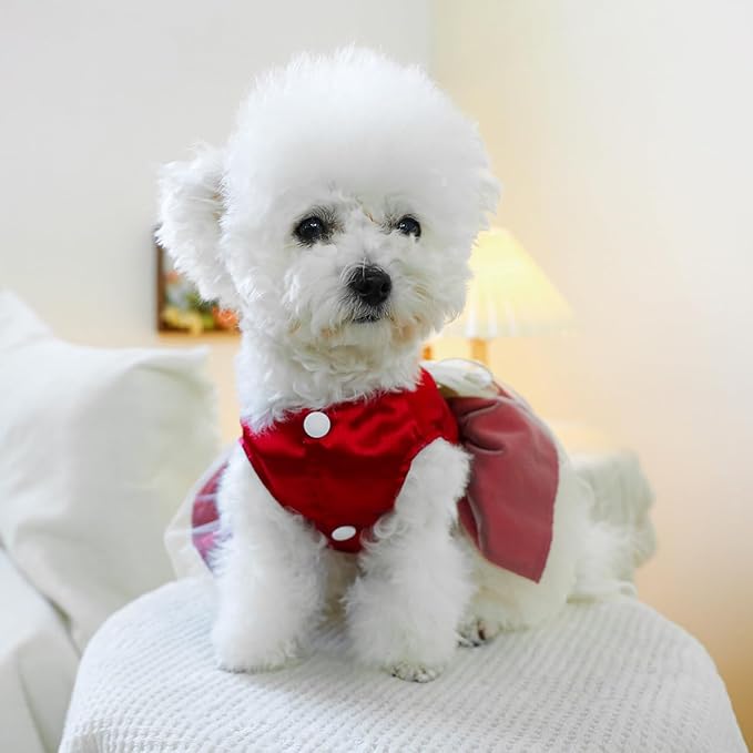 Fashion Sweet Puppy Dog Blingbling Princess Skirt Pet Dog Lace Cake Camisole Tutu Dress H-red S