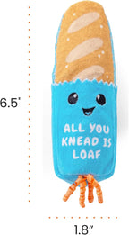 Catstages Loaf Kicker Toy with Catnip and Dental Mesh, Bread Shape, Plush and Ribbon Cat Toy for Kicking, Tossing, and Teeth Cleaning, Tan