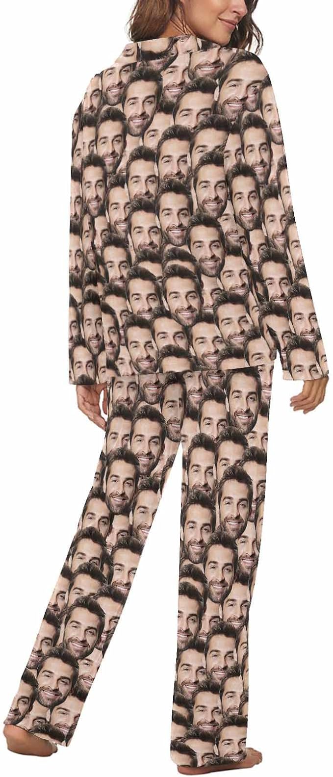 MyPupSocks Custom Face Pajamas for Women Set, Personalized Photo Long Sleepwear XS-XXL