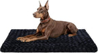 Washable Dog Bed Mat Soft Dog Crate Pad Fluffy Pet Kennel Beds Sleeping Mattress with Non-Slip Bottom for Large Jumbo Medium Small Dogs, 47 x 29 Inch, Black
